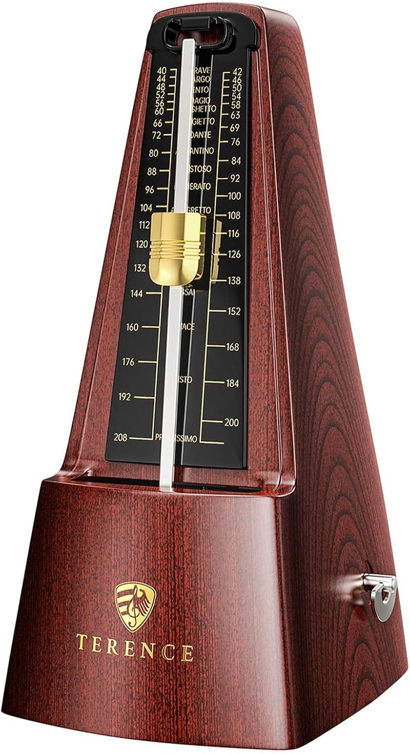 TERENCE Mechanical Metronomes for Piano Guitar Violin Bass Drum and Other Musical Instruments Loud Sound and High Precision Track Beat and Tempo for Beginners (Wood Grain) - Image 1